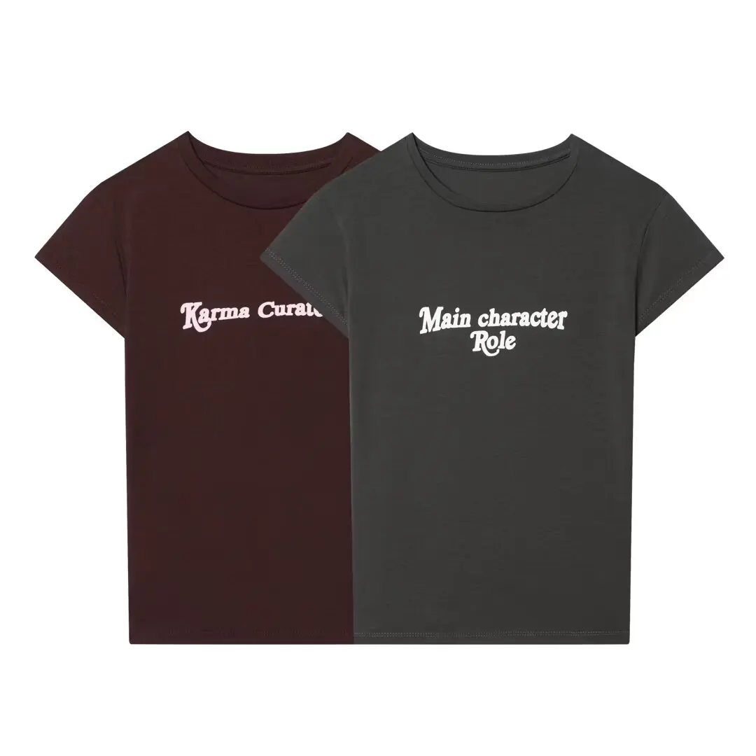 

Женская футболка с коротким рукавом и круглым вырезом, облегающая, с принтом, в стиле ретро, универсальная, новинка лета 2026