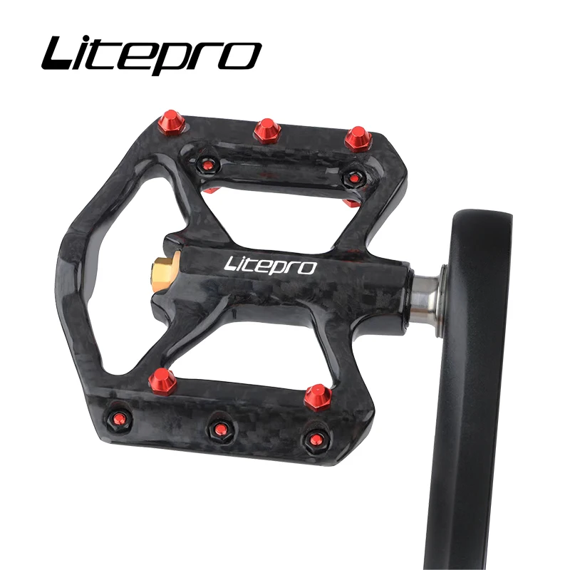 Litepro Road Bike Titanium Shaft Full Carbon Fiber Pedals 180g Bearings Sealed Folding Bicycle Foot Pedal For brompton