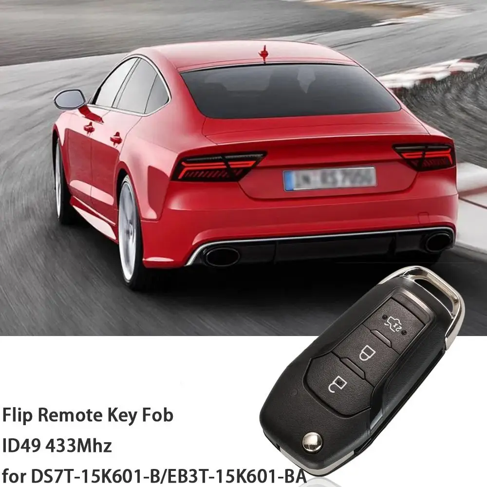 

Корпус дистанционного ключа из АБС-пластика с защитой от падения, 2/3 кнопки, корпус автомобильного ключа, 433 МГц, ID49 чип, дистанционный брелок для автомобиля Ford F150 Ranger Galaxy