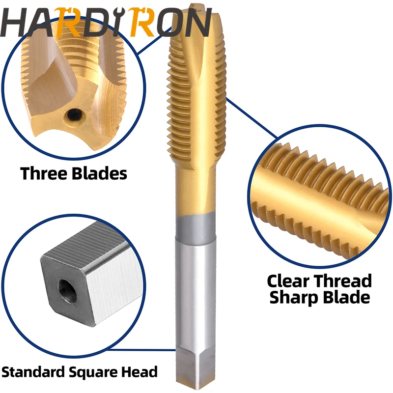 Hardiron-Espiral Ponto Tap Threading, Revestimento De Titânio HSS, M18 x 2.5, Plugue