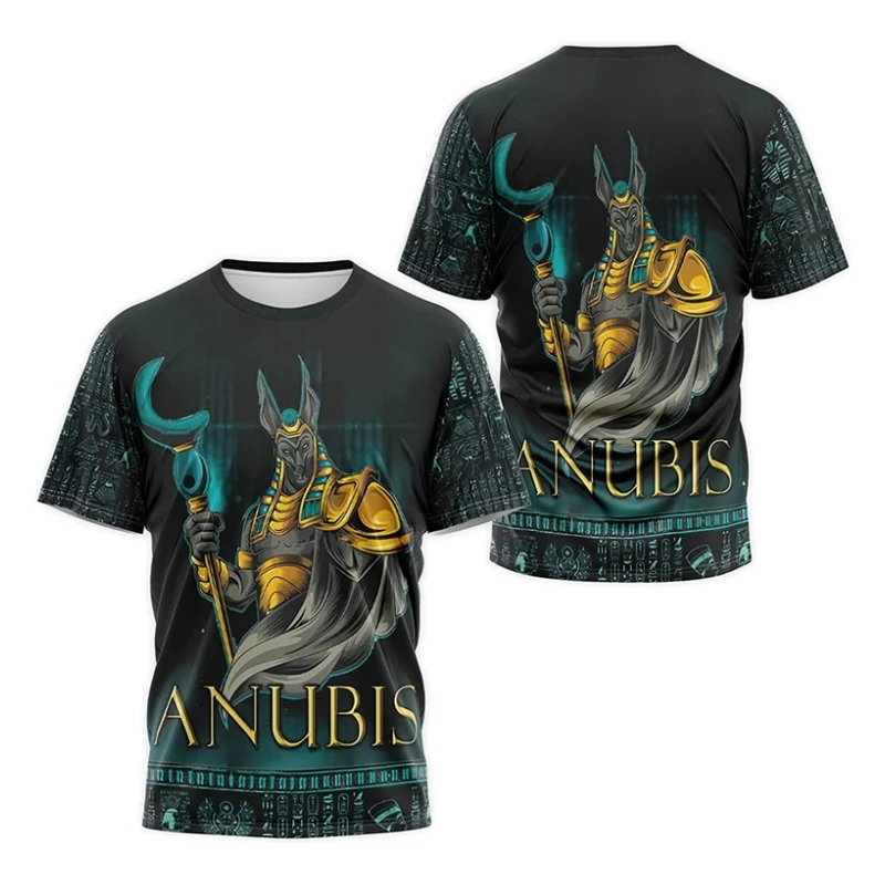 

Ancient Egypt Pharaoh Anubis Print Men's T Shirt Casual O-neck Loose Short Sleeve Tops Hip Hop Trend Streetwear Fashion T-Shirts