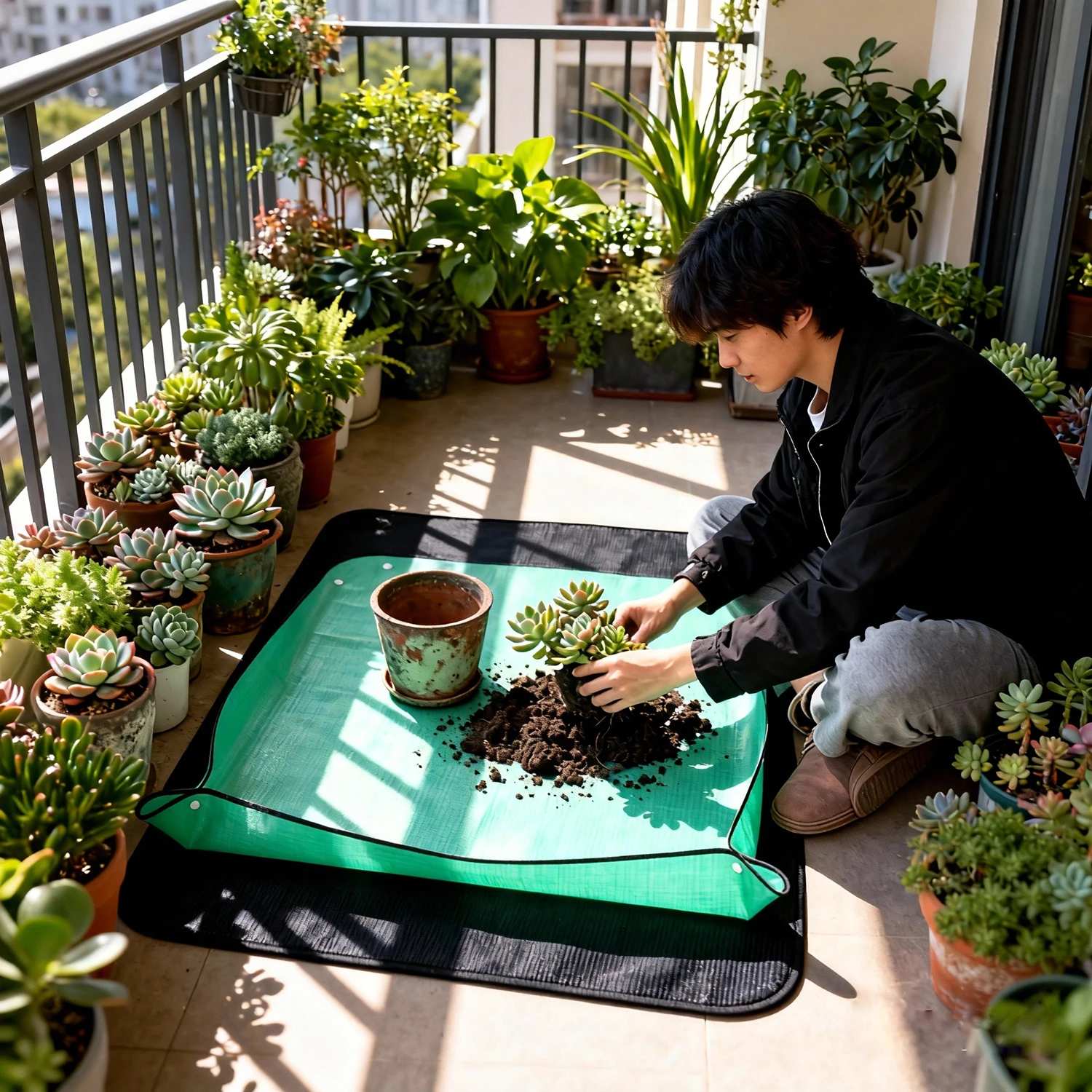 1Pc Waterproof Gardening Mat 50/75/100cm Foldable Planting Mat For Succulent Flowerpot Transplanting Mixing Soil Plant Pruning