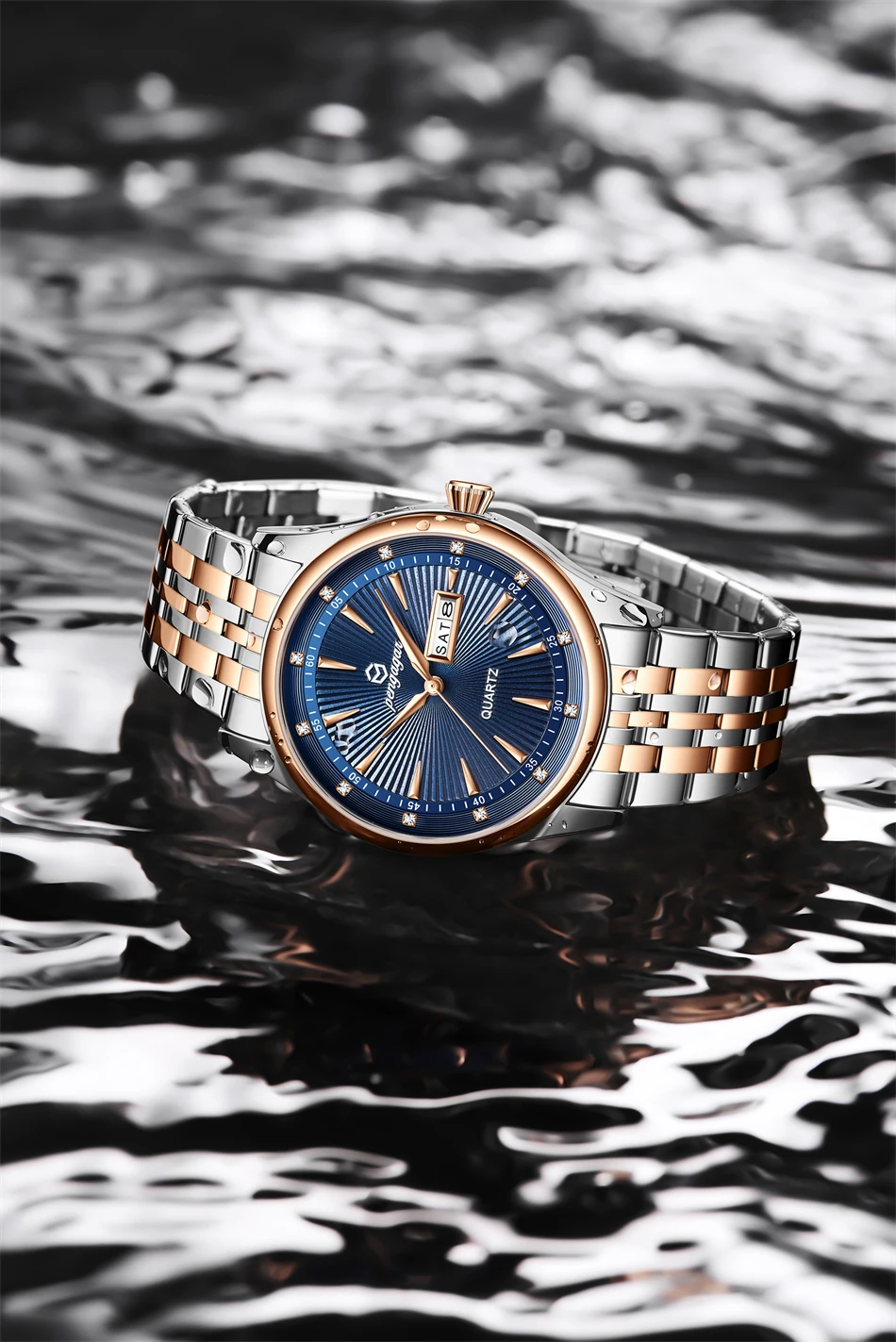 PENGAGAR موضة رجال الأعمال الساعات مقاوم للماء مضيئة تاريخ وأسبوع الفولاذ المقاوم للصدأ ساعة رجالية كوارتز رائعة ساعة اليد الذكور