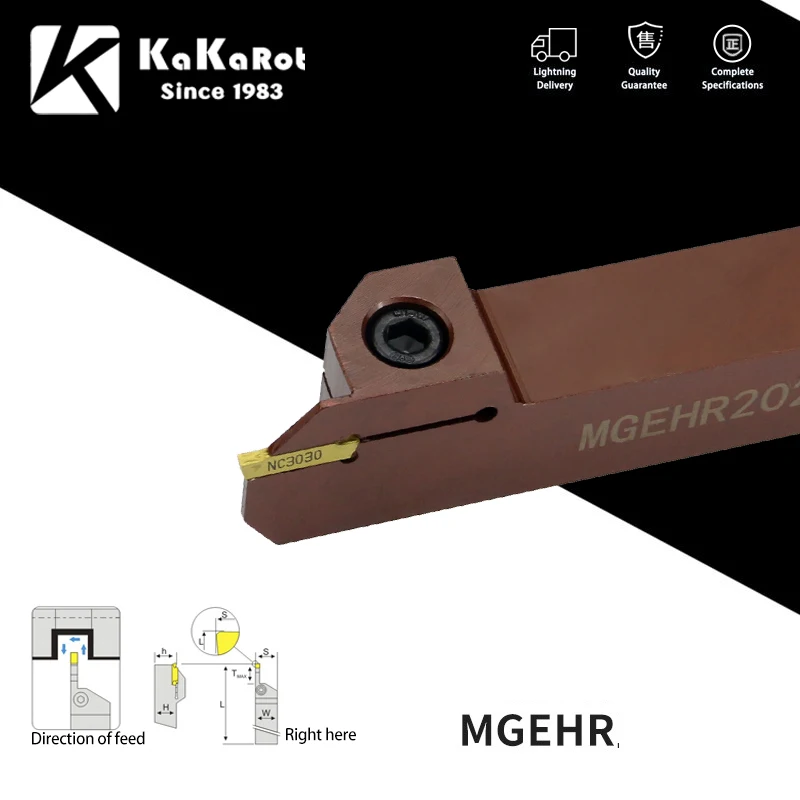 KaKarot External Turning Tool Holder MGEHR1616 MGEHR1616-1.5/2.5/3/4Carbide Inserts MGMN150 200 300 400 500 Lathe Cutting Tools