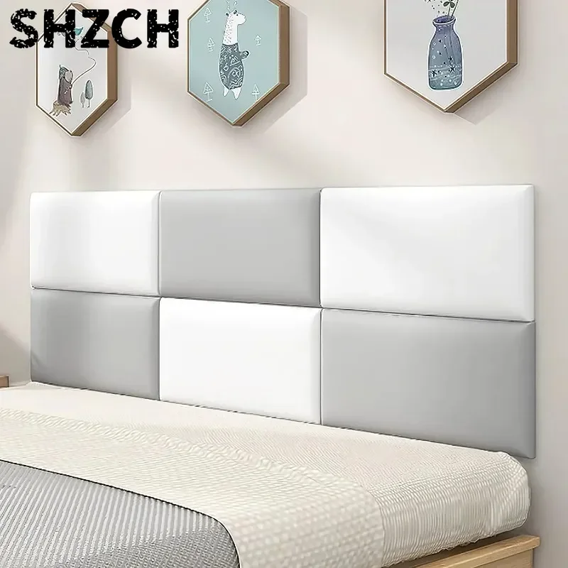5PCS/ 3D Anti-Collision Soft Wall Padding, Peel & Stick Upholstered Panels, Queen Headboard Playroom Decorative Protection Panel