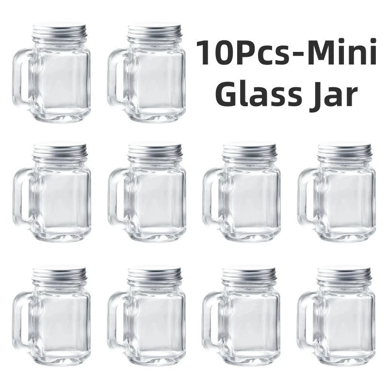10Pcs-Mini Glass Jar Set Glass Bottles with Aluminum Lids 35ml Empty Sample Jars, Seal Containers, Essential Oils Storage Vials