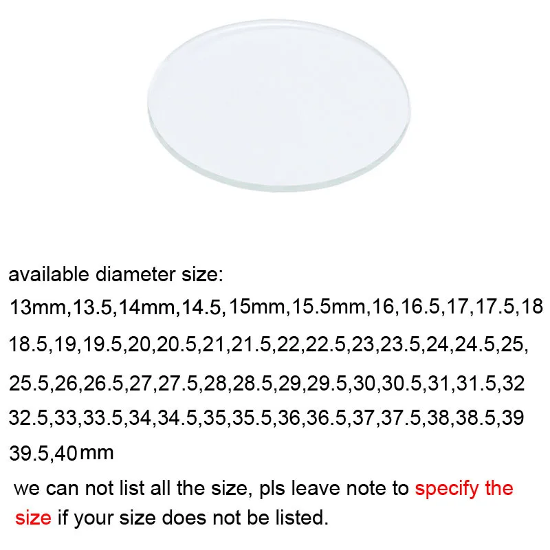 13mm-40mm Flat Watch Replacement Glass 1.0mm Dia Round Sapphire Watch Crystal Lens Mirror Watchmaker Watch Repair Tool Part