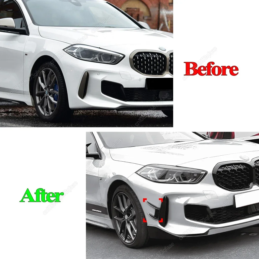 2Pcs 2019 To 2024 For BMW F40 M Sport 118i 120d 128ti M135i xDrive M Performance Front Bumper Lip Side Spoiler Splitter Trim