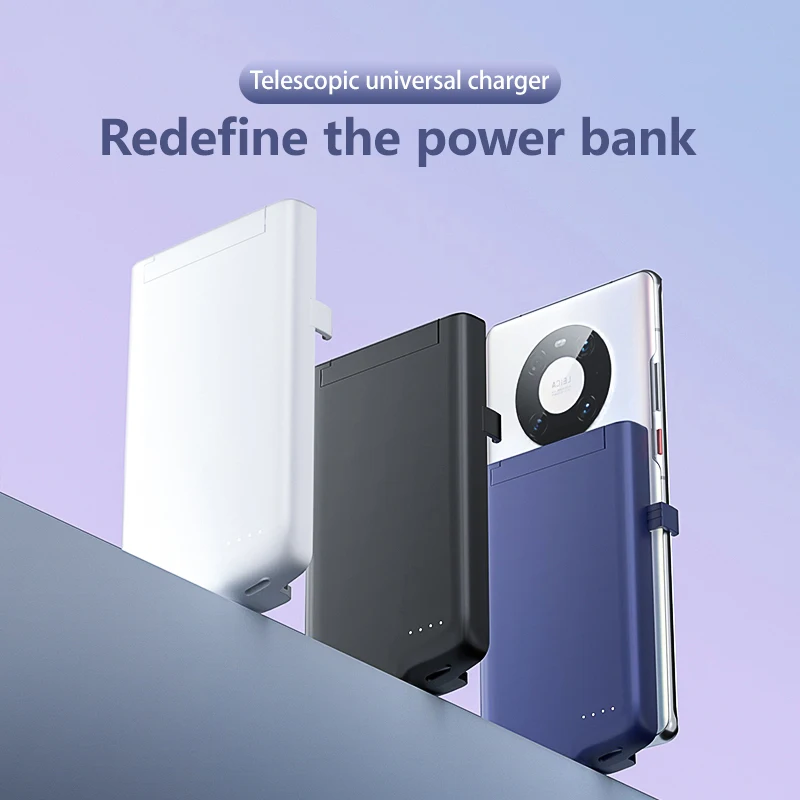 Universal Battery Charger Case For iPhone 14 For Samsung For Google For Xiaomi Power Bank Battery Charger Case Adjustable Cover