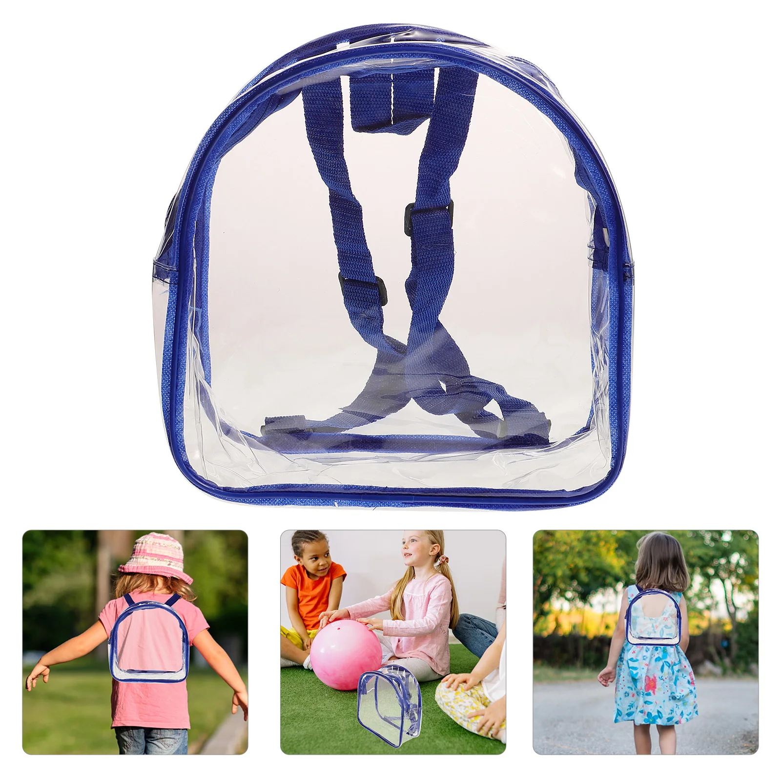 夏のビーチクリア PVC バックパック透明 26*25*12 センチメートルブルートラベルバッグ女性男性スクールブックバッグフェスティバル必需品スタジアム