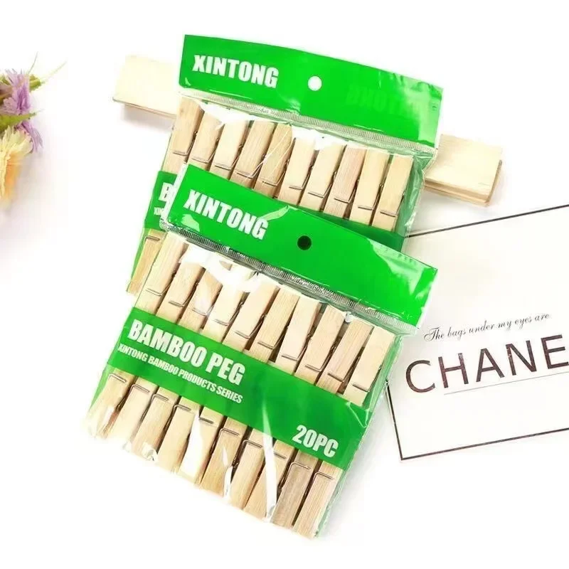 

20 pcs Natural Bamboo Clothes Pins Photo Clips Clothespin DIY Wedding Party Wooden Clip Clips Pegs Dropshipping Clothing Tweezer