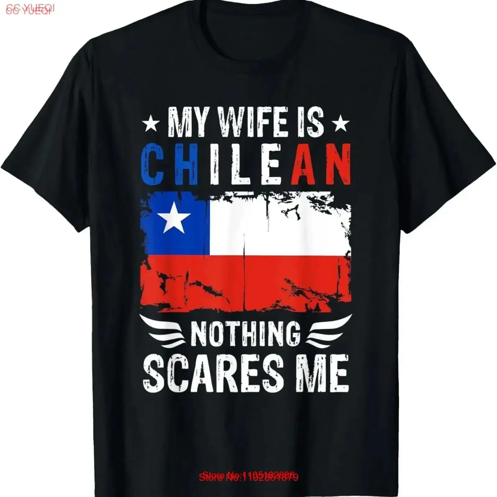 

My Wife Is Chilean Nothing Scares Me Flag T Shirt vintage Washed homme Breathable Casual Stylish Versatile Comfortable vintage