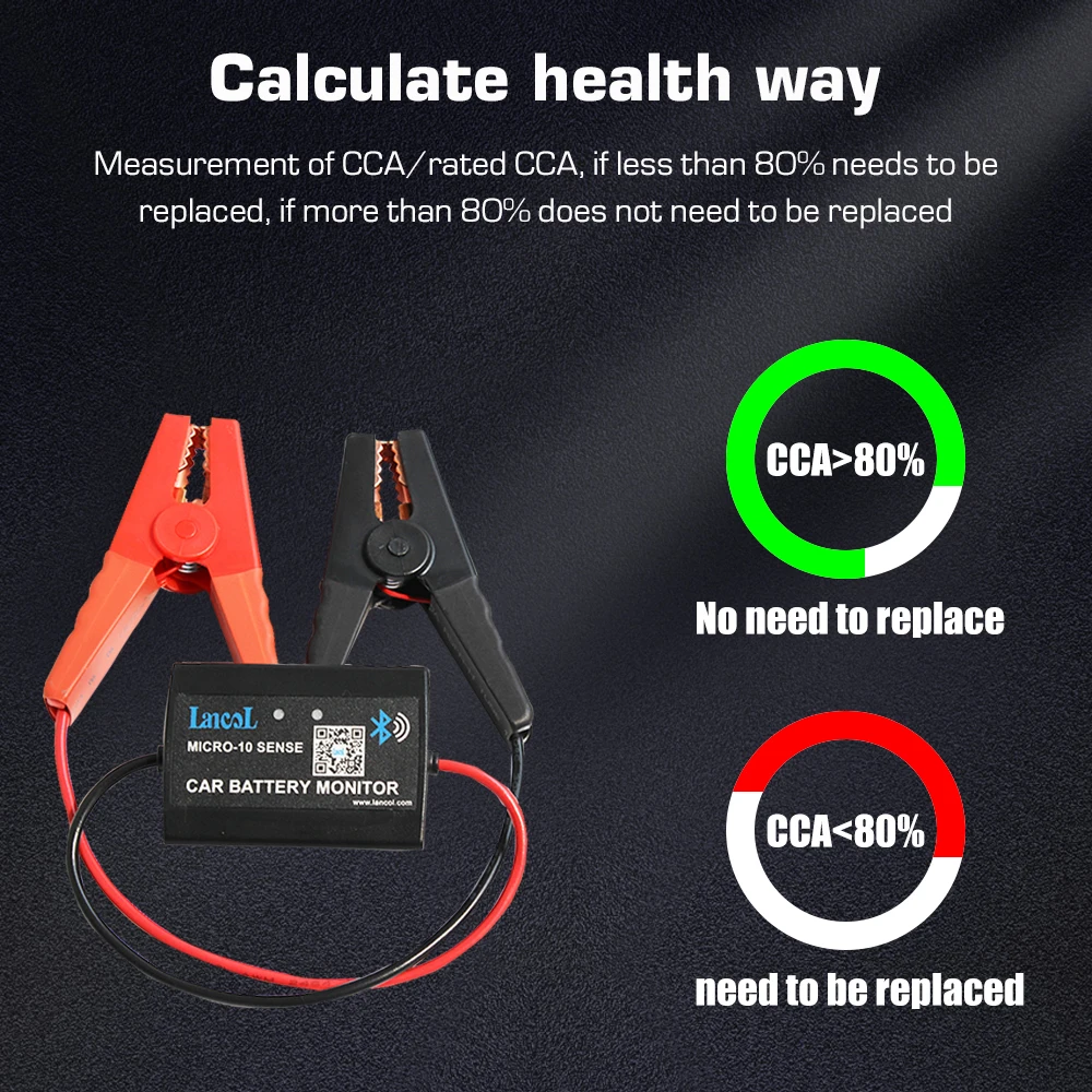 Lancol New MICRO10E Car Battery Monitor 12V Battery Health Monitoring Wireless Bluetooth For Android NO APP Battery Tester Tool