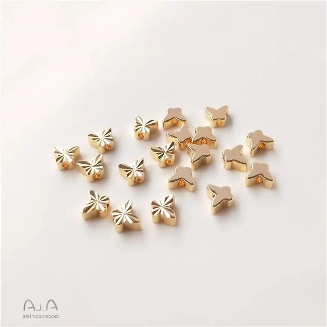 

14K Gold String Through-hole Vertical Hole Batch Flower Butterfly Shaped Separated Beads DIY Handmade Jewelry Loose Beads C161