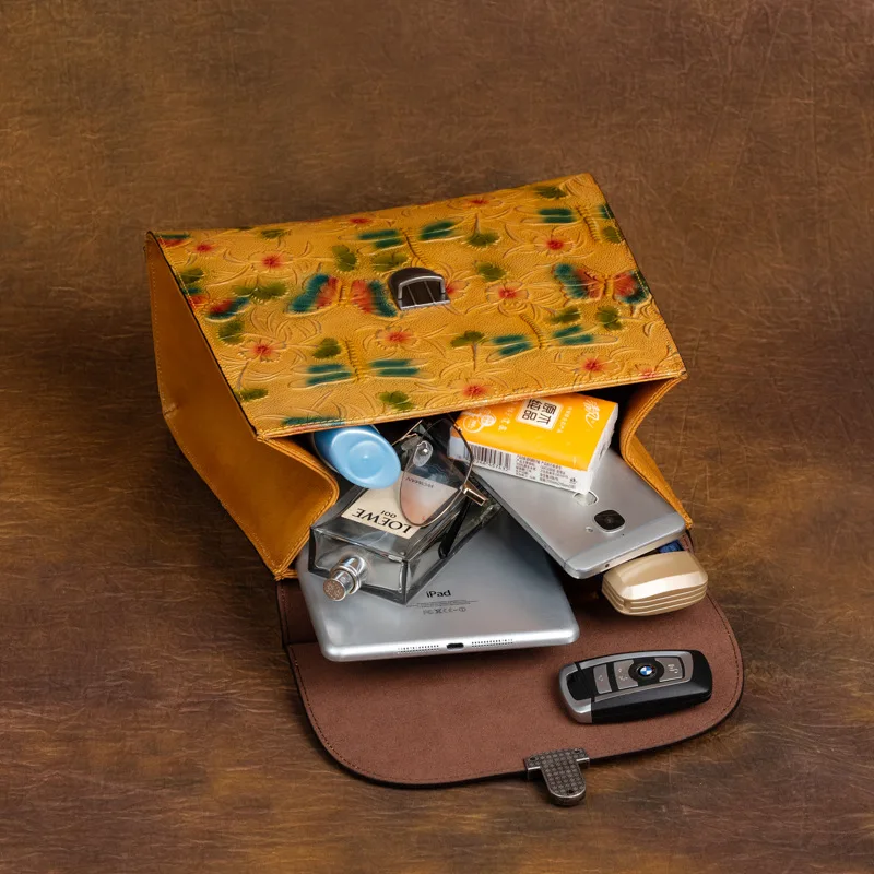 Sac à dos rétro en cuir véritable pour femmes, sac à bandoulière Vintage en cuir de vache de première couche, sac de voyage décontracté pour dames pour téléphone Ipad