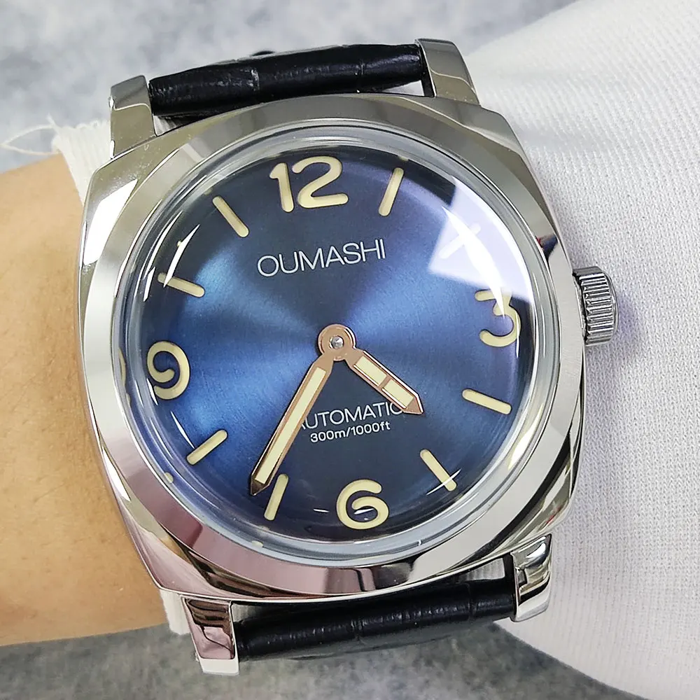 46 มม.นาฬิกาผู้ชาย ST3600 กลไกแบบแมนนวล,ปรับแต่งสัญลักษณ์กระจกแร่ ST3600 นาฬิกาผู้ชายวินเทจ