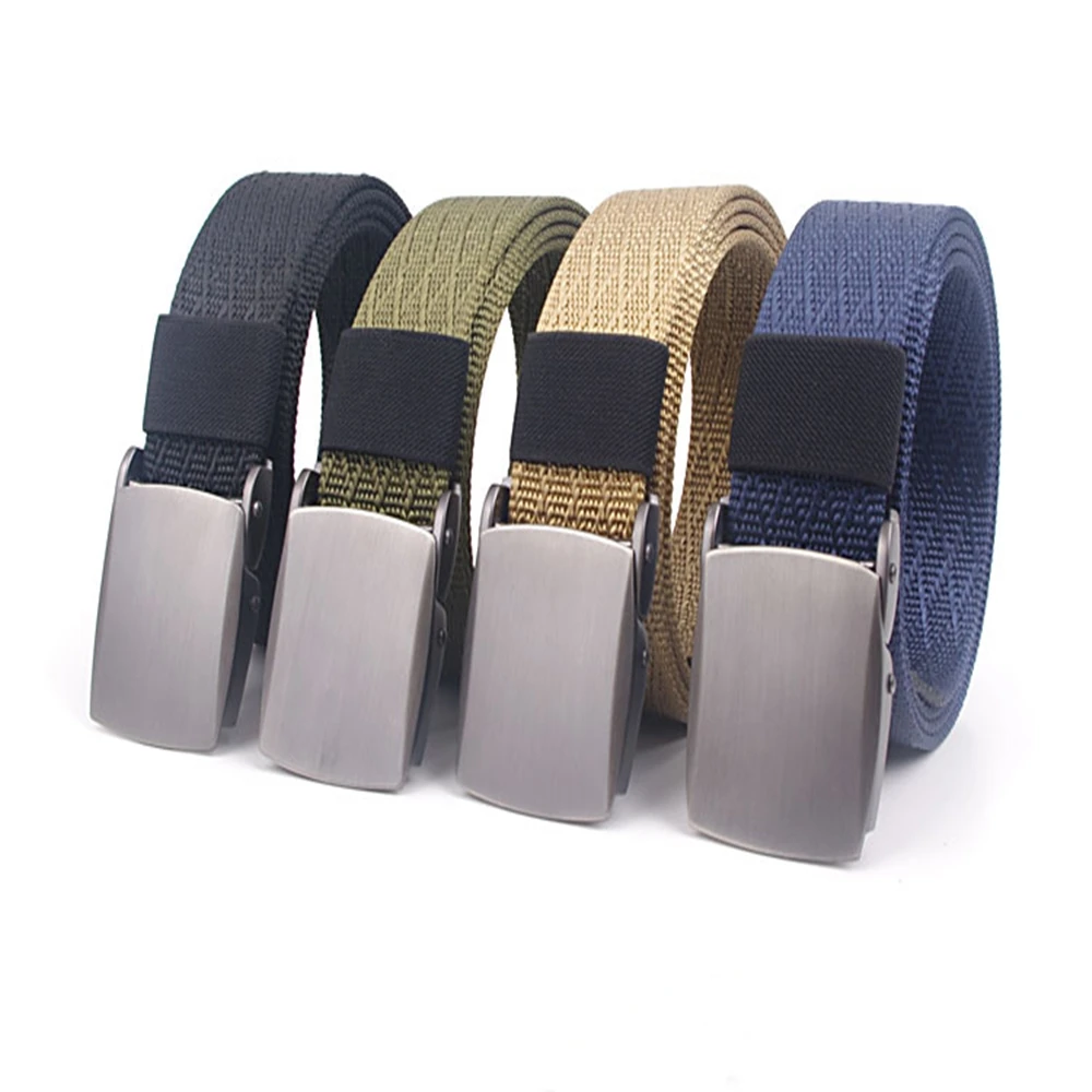 Unisex Canvas Tactical Belt Korean Luxury Fashion Pants Accessories Metal Buckle High Quality Designer Belts New Gifts for Men