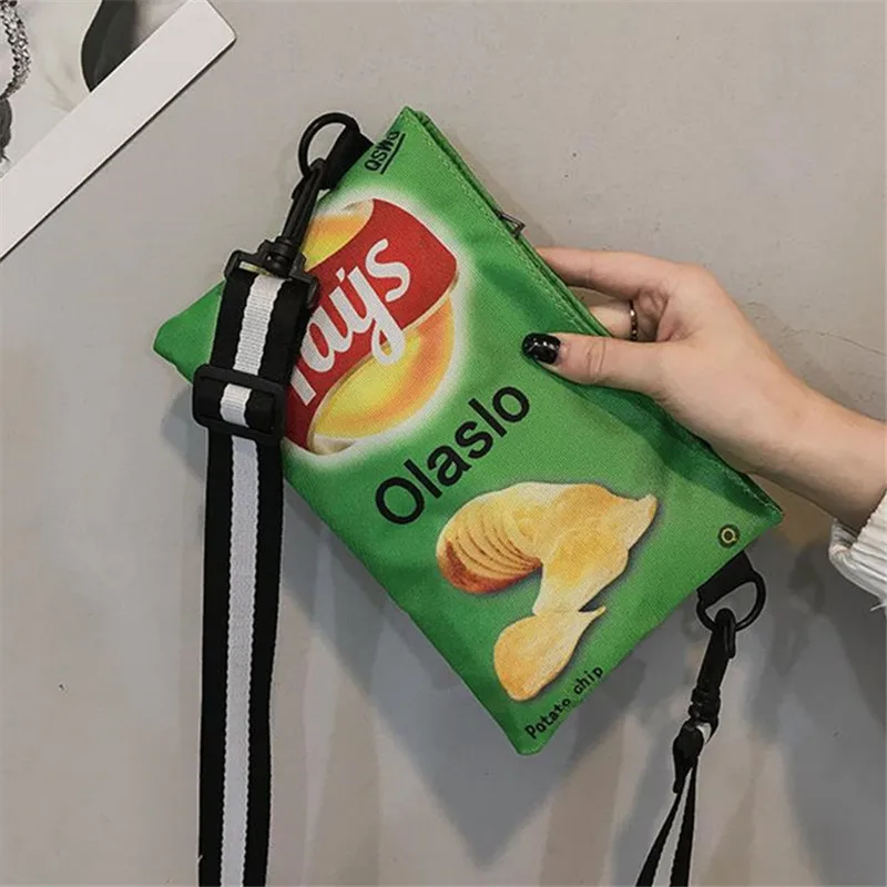 حقيبة كروس بنمط رقاقة البطاطس للوجبات الخفيفة، نسخة نسائية حقيبة كتف مفردة صغيرة، حقيبة مغلف مضحكة للنساء والفتيات حقيبة هاتف