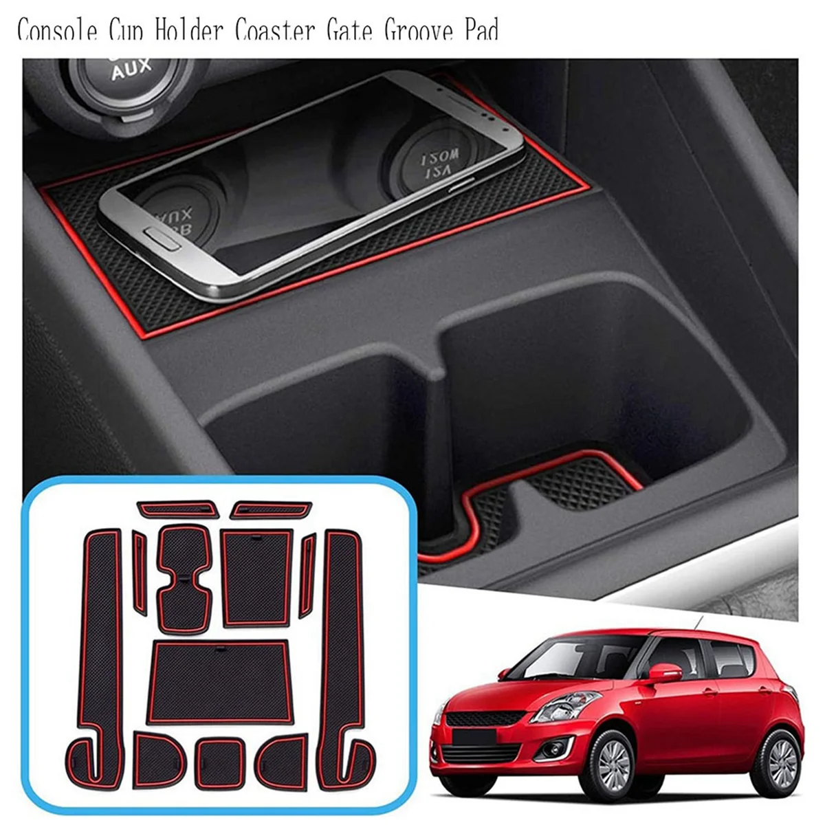 Gate Groove Pad for Suzuki Swift 2017-2021 Accessories Car Door Slot Mats Console Cup Holder Coaster for Car Non Slip