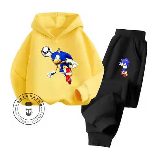 Sonic 2025 Fashion Hot Sale Cartoon Printed Hoodie Set 2D For Kids Teens Boys Girls Casual Autumn Winter