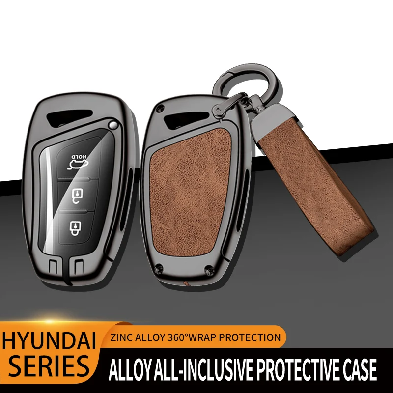 Zinc Alloy + Silicone Car Key Case Cover be suitable For Hyundai Santa Fe Sport Ix45 Equus Centennial Genesis G80 Grandeur Azera