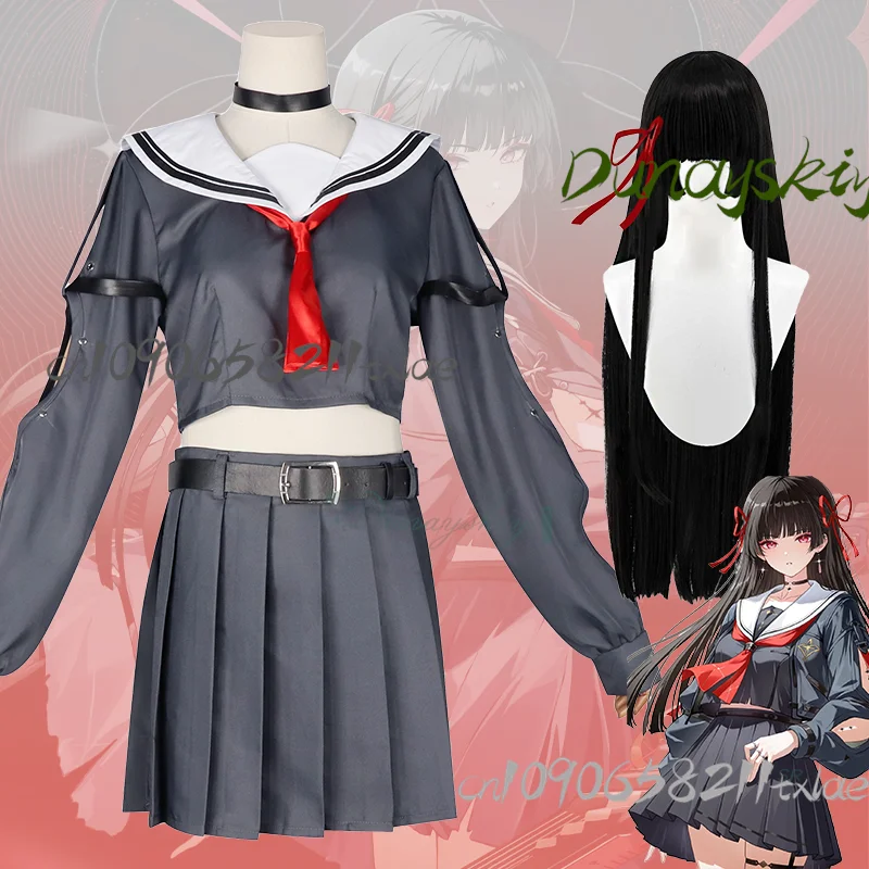 

Game Wuthering Waves Chisa Cosplay Costume JK Uniform Sailor Suit Wig Women Girls Clothes Full Set Halloween Party Carnival