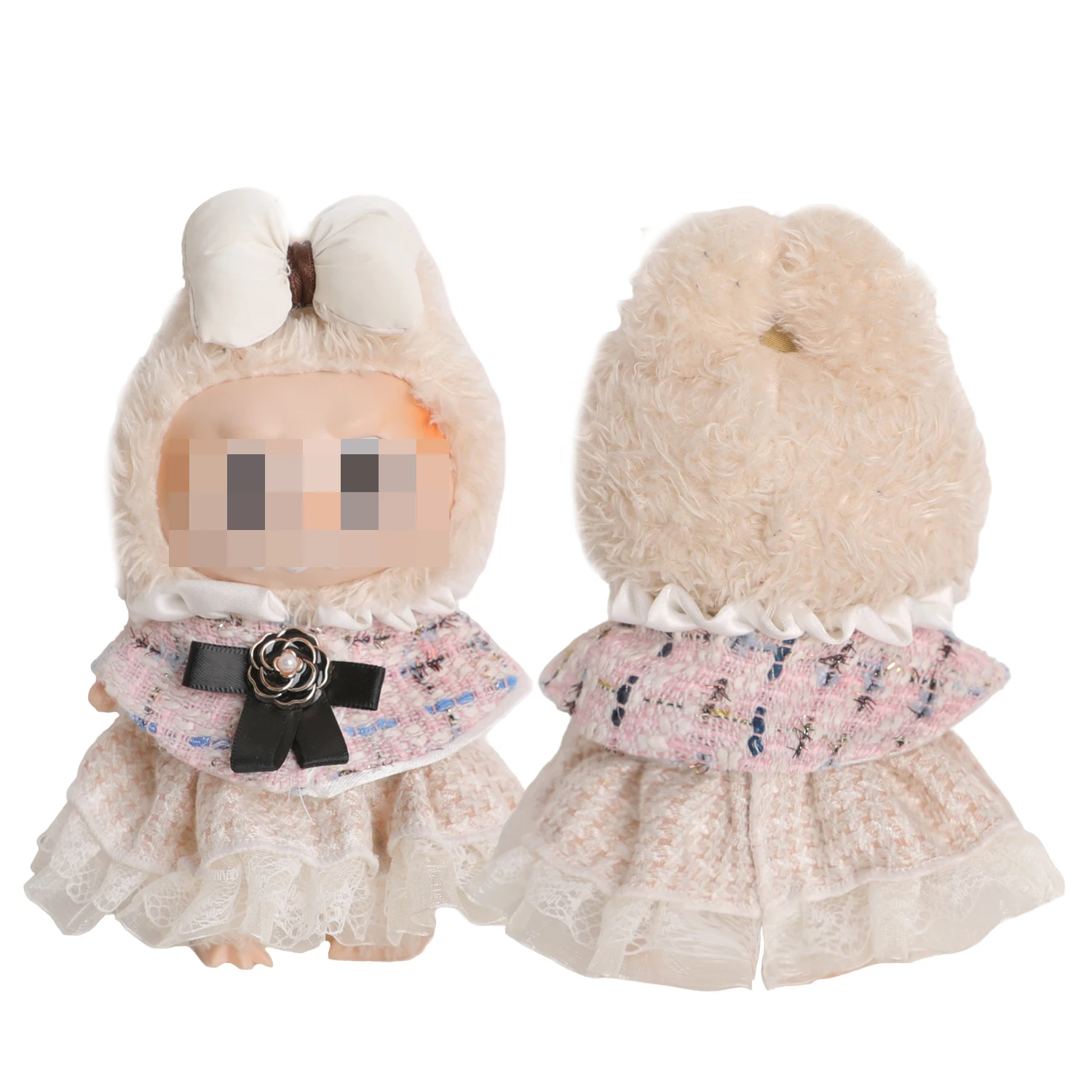 Pop Accessoires Voor 17 Cm Labubu Pop Mode-sieraden Kroon Bloem Strik Sjaal Voor V1V2V3 Labubu Meisje Poppen Katoen Speelgoed gift