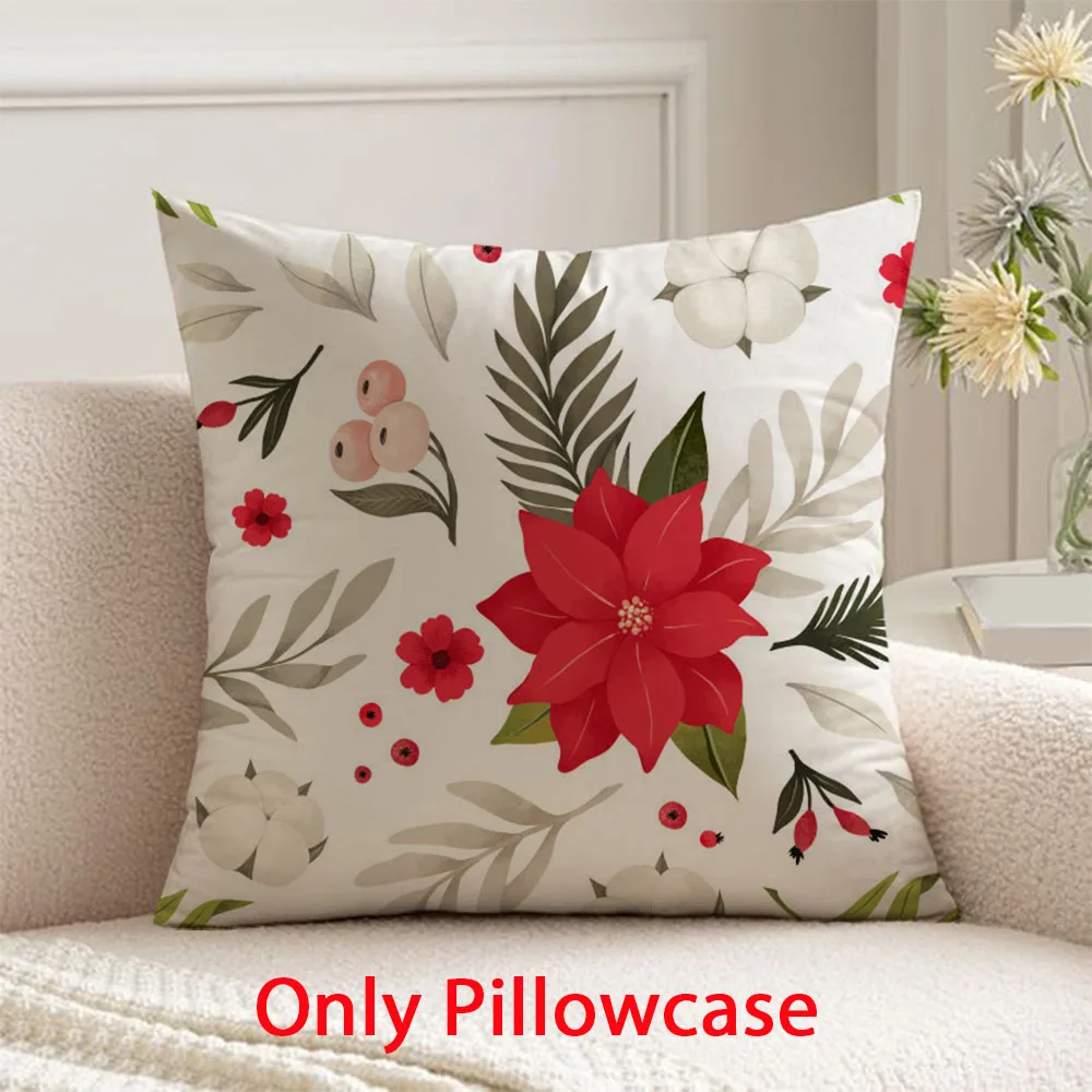 

new year Pillow cover winter decorative 45x45 cushions cover for floral pattern Christmas pillow case for Xmas gift for family