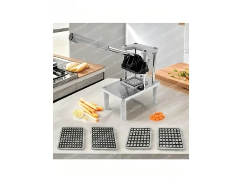 Heavy Duty Potato Chipper French Fry Cutter Vegetable Slicer with Interchangeable Blades