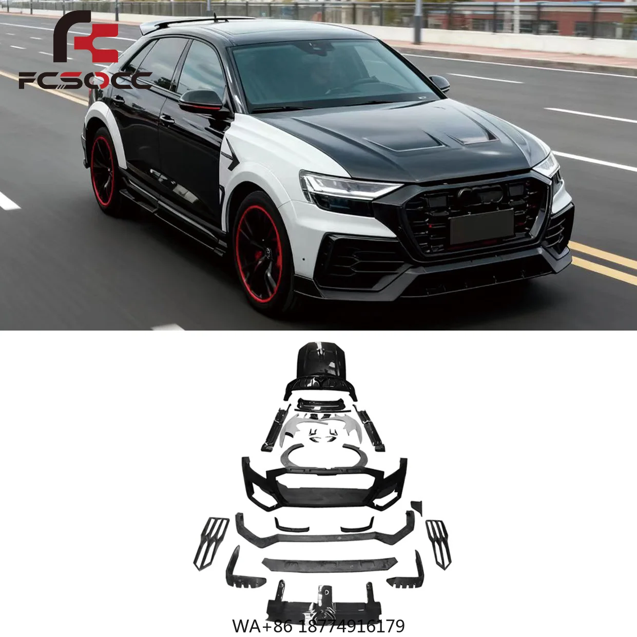 

MSY Style Half Carbon Wide-Body Kit for Q8 RSQ8 Upaded Front Rear Bumper Spoiler Hood Car Body Kit Accessories