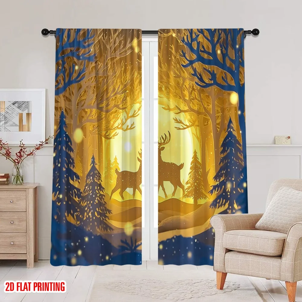 2 قطعة 2D الطباعة المسطحة سانت باتريك الستائر الشعبية الغزلان الثلوج البوليستر دون الكهرباء احتفالي جدار ديكور مثالي لفصل الربيع