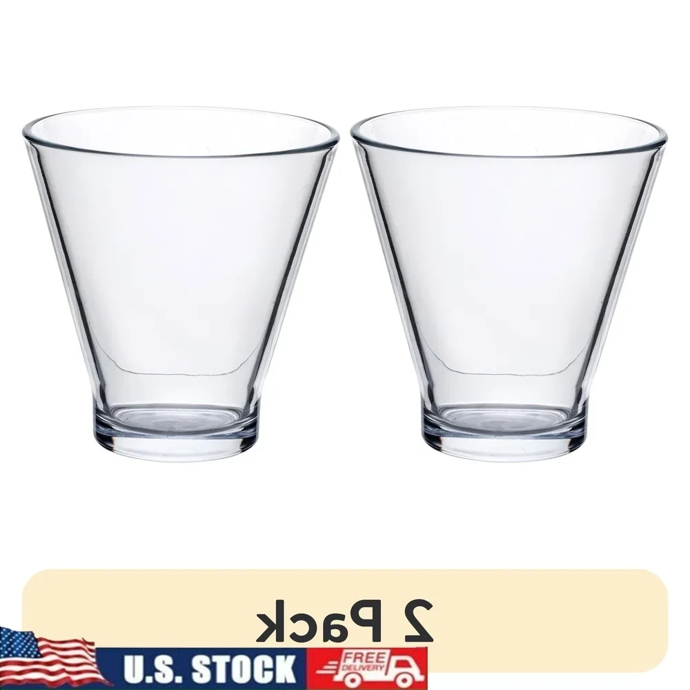 

2 Pack Stemless Clear Cocktail Glasses Flare Shape Durable Dishwasher Safe Stackable Perfect Iced Drinks Cold Beverages