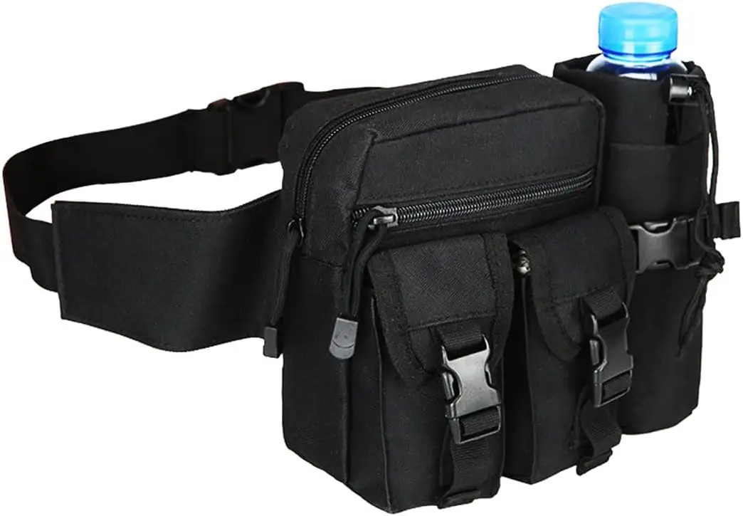 

Тактическая поясная сумка Molle с держателем для бутылки - Уличная EDC-сумка-бананка - Регулируемая поясная сумка для кемпинга, походов и охоты