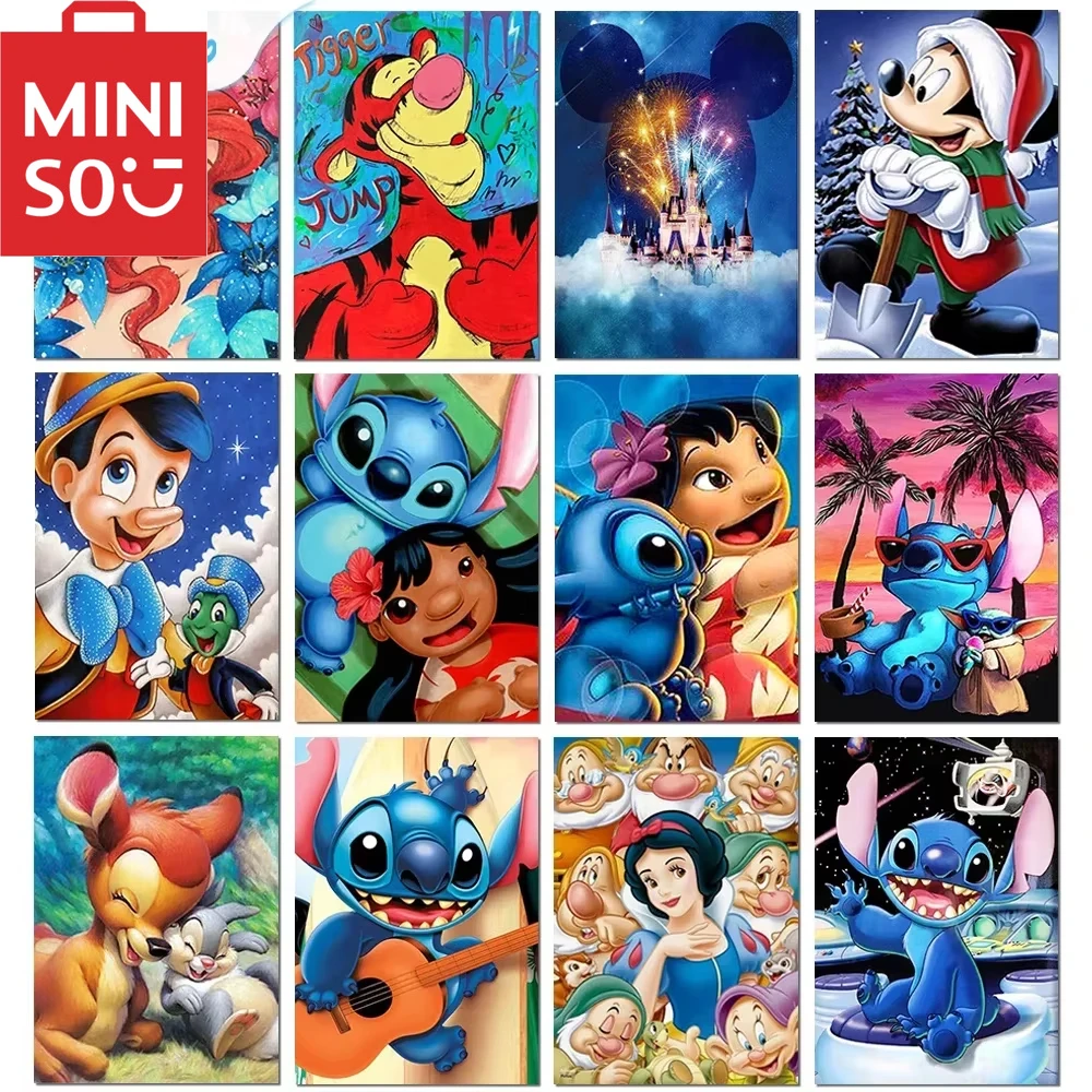 

MINISO картина маслом по номерам Disney Stich украшение дома картина настенная спальня декор комнаты подарочные рамки