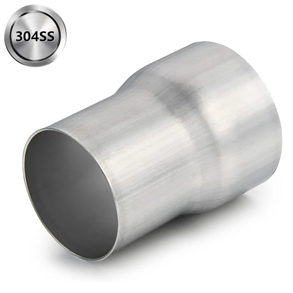 Konektor Adaptor Knalpot 2.5 inci ID ke 3 inci ID, Peredam Pipa Knalpot 4 inci Panjang Keseluruhan, Baja Tahan Karat 304