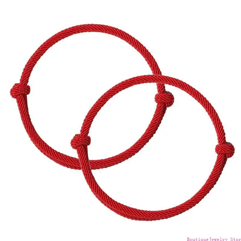 E1PE 2 Pcs Handmade Bracelet Good Luck Kabbalah Red String Adjustable Good Luck Anklets Bracelet Gift for Lover