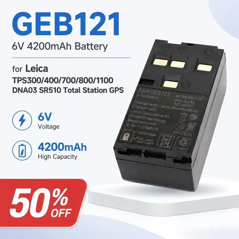 6V 4200mAh GEB121 Battery for Leica TPS300/400/700/800/1100 DNA03 SR510 Total Station GPS