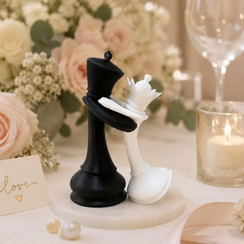 Creative 3D Printed Chess Statue Sculpture Home Decoration King And Queen Statue Funny Couple Gifts Desktop Ornaments Table