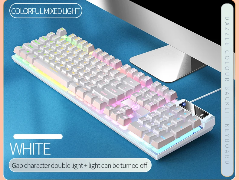 Gaming-Tastatur mit 104-Tasten, kabelgebundene Tastatur, farblich abgestimmt, Hintergrundbeleuchtung, mechanisches Gefühl, Computer-E-Sport-Peripheriegeräte für Desktop-Laptops – Detail 13
