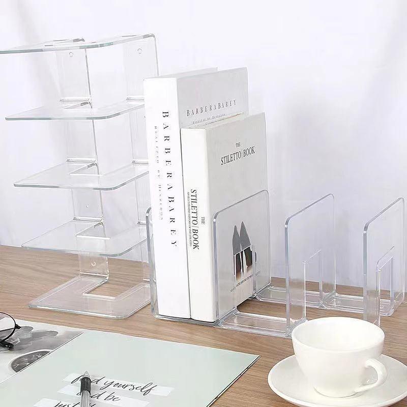 4 Grid Multi-Purpose Bookends Book Storage Stand Organizer Holder Desk Bookshelf For Book Cd Magazine File Office Supplies