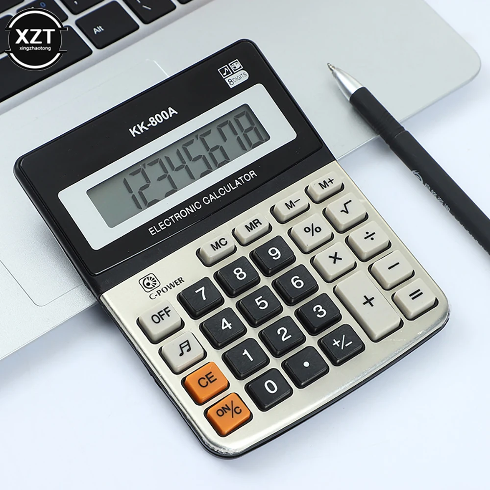 1pc Portable Small Desktop Office Financial Calculator 8-digit Electronic Calculator with Sound Learning Office Supplies