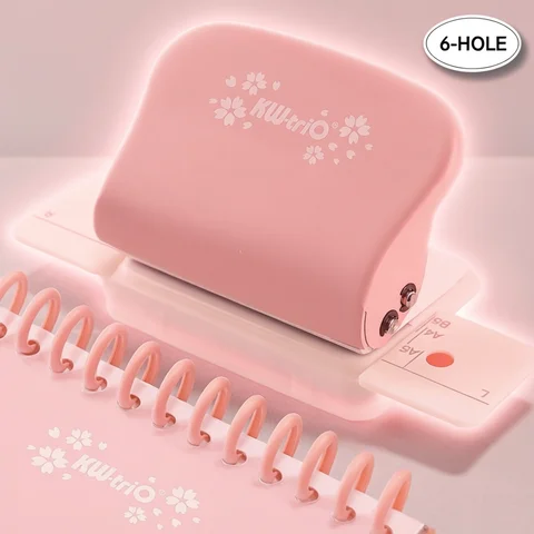 6-hole loose-leaf punch, compatible with A4/B5/A5 paper, portable binding machine, suitable for office document binding.