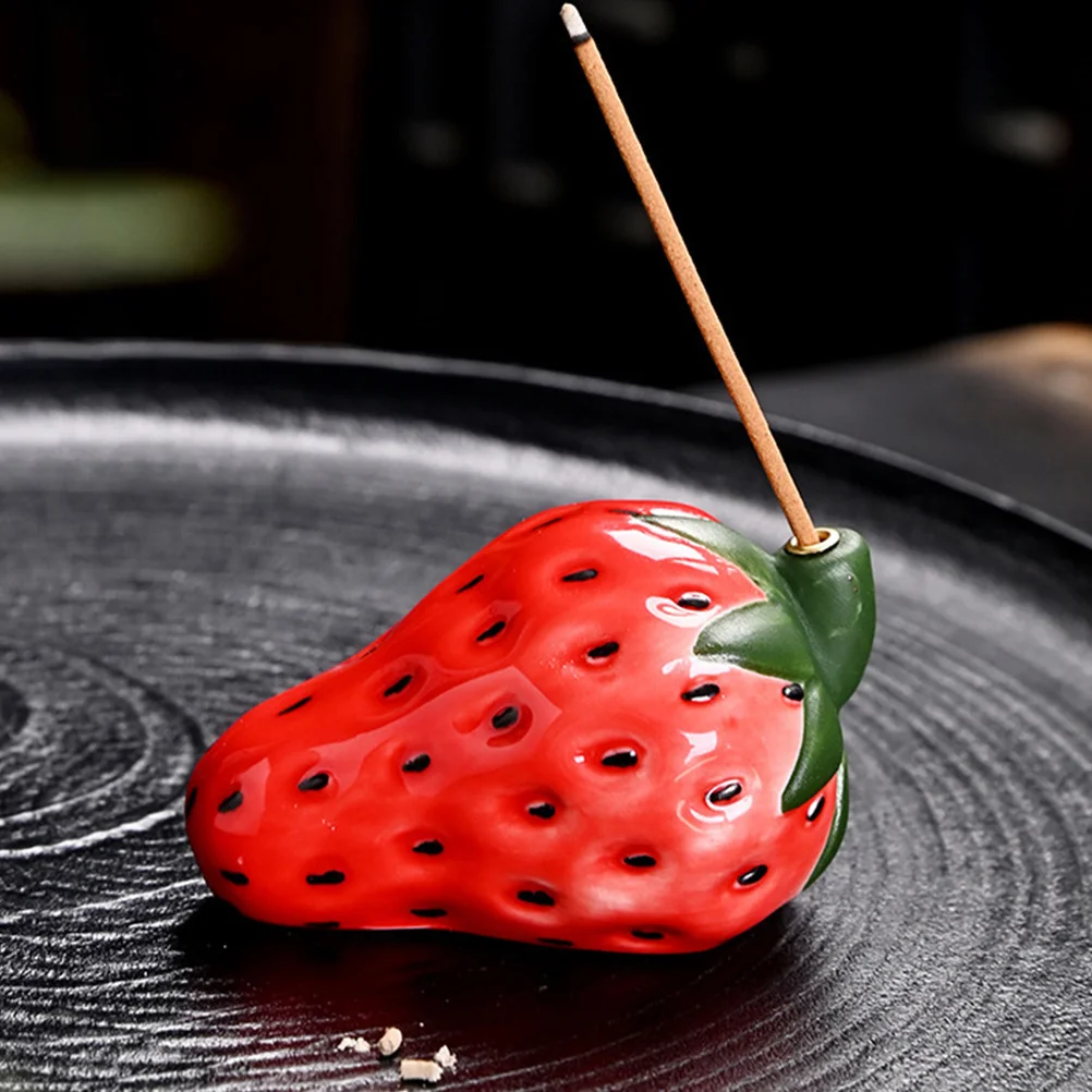 

Strawberry Ceramic Incense Stick Holder Adorable Desktop Incense Burner Aromatherapy Ornament Table Decor Chic Censer Holder