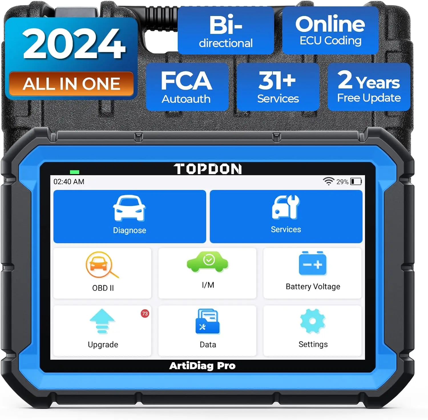 TOPDON ArtiDiag Pro ยานยนต์ Obd2 เครื่องสแกนเนอร์เครื่องยนต์รหัสข้อผิดพลาด Ecu ออนไลน์ Coding เครื่องมือระบบทั้งหมดเครื่องมือวินิจฉัยรถยนต์