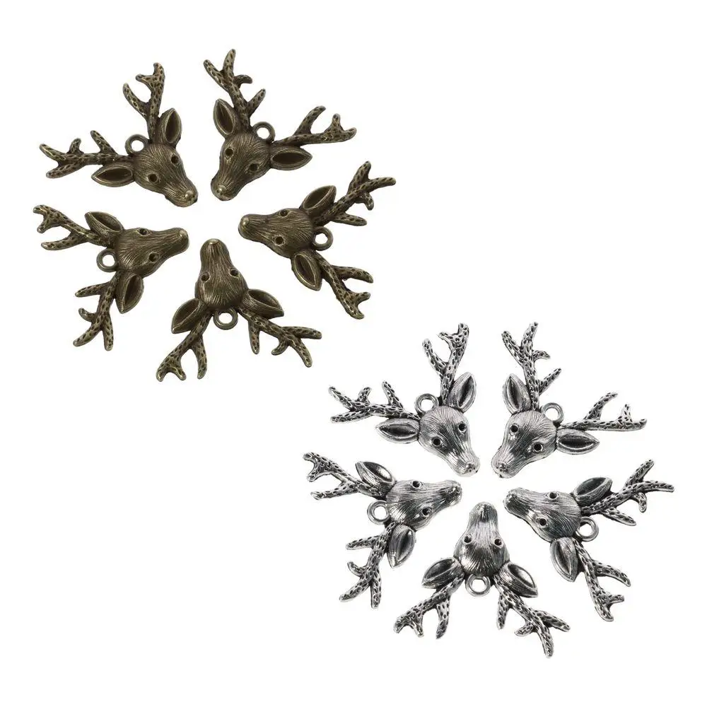 40 шт., подвески в виде головы оленя из сплава, подвеска в виде головы оленя, античная бронза, сплав оленя, ювелирные изделия, подвески, античное серебро 32*37*3 мм