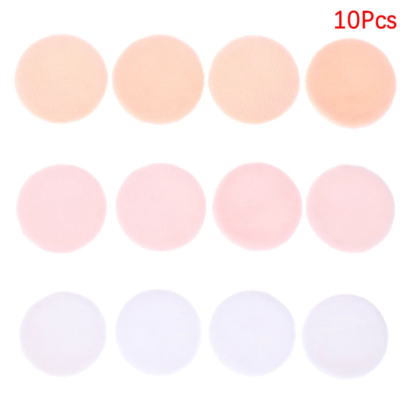 10pcs Round Facial Powder Foundation Puff ,Portable Soft Cosmetic Puff For Makeup Application, Beauty Tool Essential Make Up