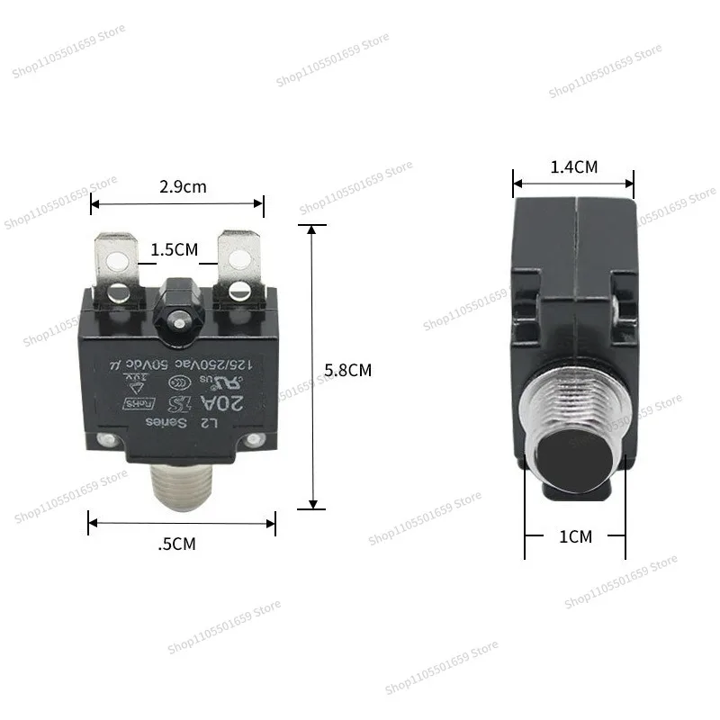 For overload protector 5-30A push-button circuit breaker 50Vdc motor protection
