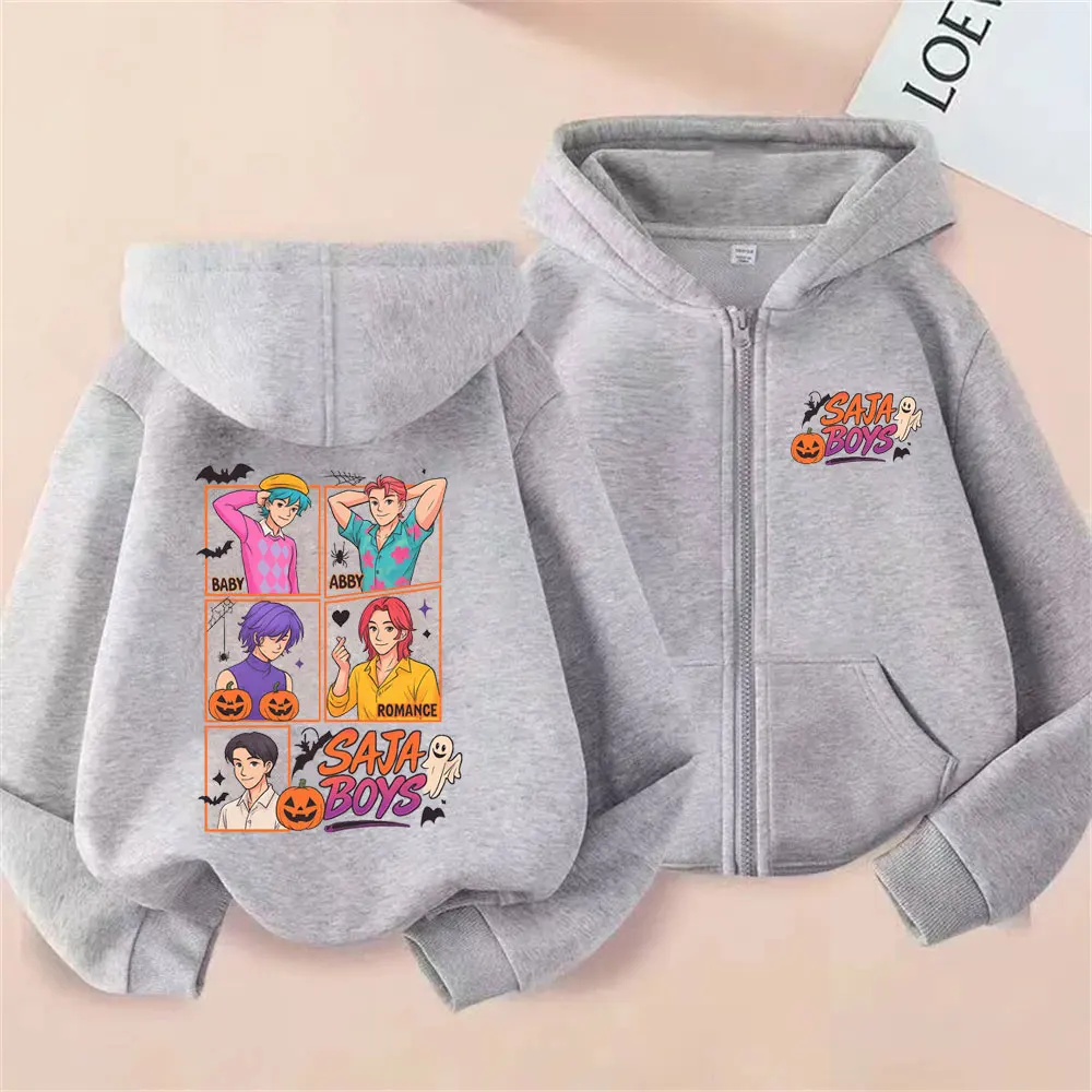 Movie Kpop Demon Hunters Saja Boys Zipper Hoodie Men Women Halloween Sytle Zip Up Jacket Male Fashion Casual Oversized Hoodies