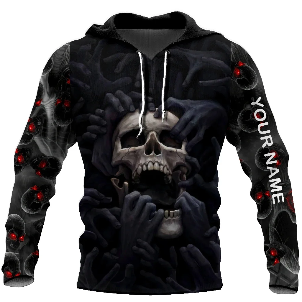 Holloween Gothic Skull Print Five Finger Death Punch Hoodies Mens Punk Hip Hop Hooded Sweatshirt Cool Streetwear Pullover S-6XL