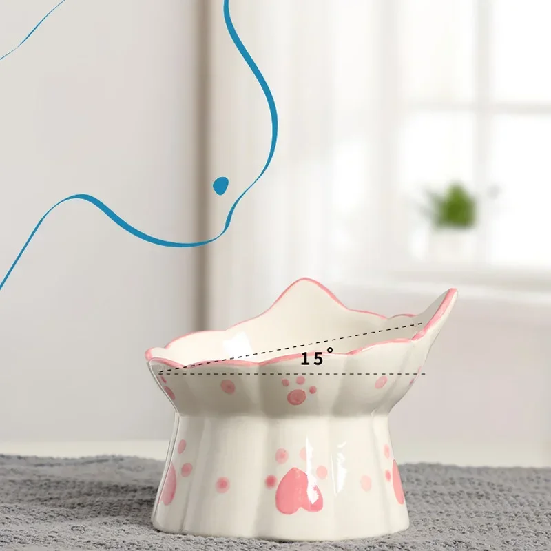 Pet Cat Ceramic Food Bowl Elevated Drinking Eating Feeders Small Puppy Dogs Snack Water Bowls Set Cats Feeding Accessories